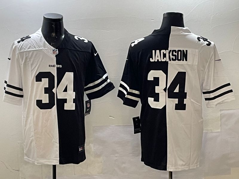 Men Oakland Raiders #34 Jackson White Black Fashion 2025 Nike Limited NFL Jersey style 1->oakland raiders->NFL Jersey
